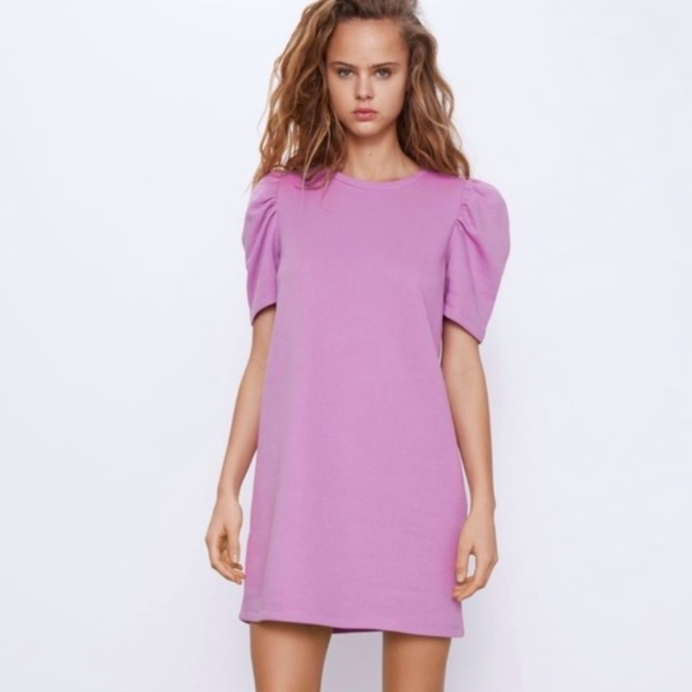 COPY - NWT Zara Blogger Purple Balloon Sleeve Plush Mini Dress